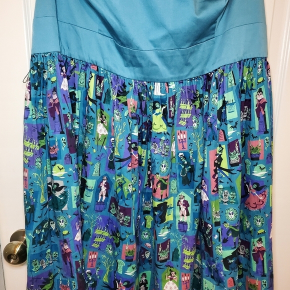 Disney Dress Shop Haunted Mansion Size 2X Teal Retro Style Sleeveless A-Line - Picture 4 of 15